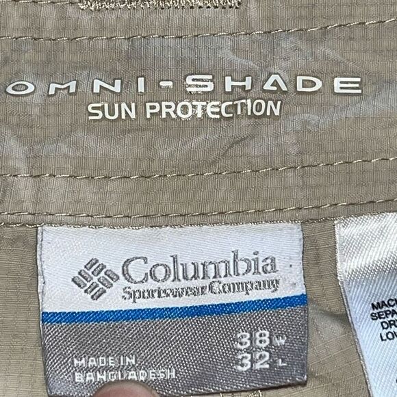 Columbia Mens Size 38/32 Cream Omni Shade Sun Protection Cargo Pants - Picture 12 of 12